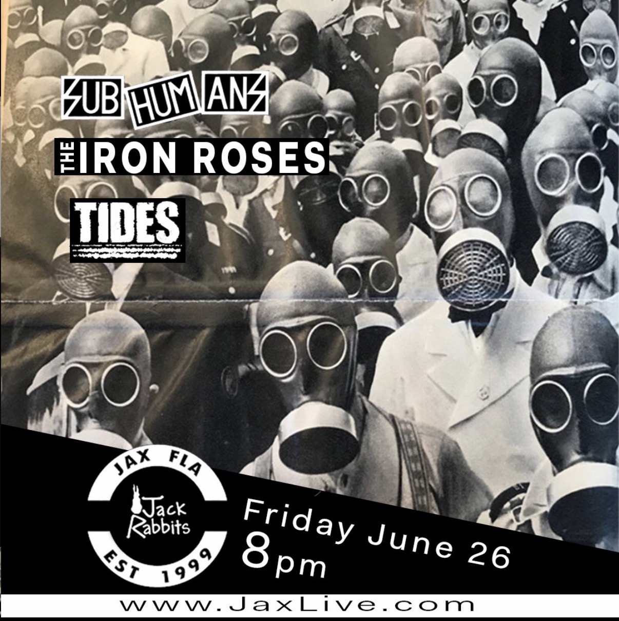 Subhumans, The Iron Roses, Tides flyer