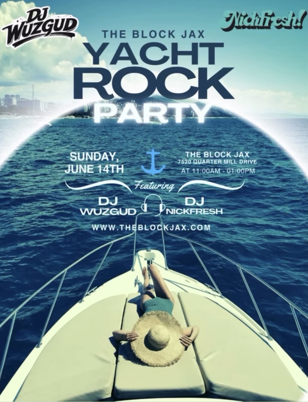 Yacht Rock Party w/ Nickfresh and dj wuzgood flyer